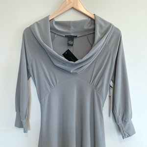 NEW! BCBG MAX AZRIA Gray Dress Empire Waist Knee Length sz S NWT